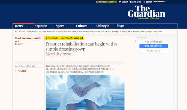Prisoner rehabilitation can begin with a simple dressing gown Thumbnail